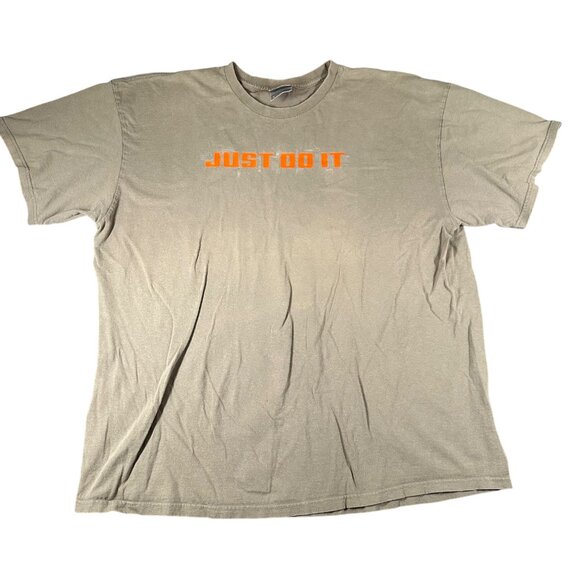 Vtg Nike Mens XXL Brown Tan Short Sleeve Crew Neck Just Do It Tee Streetwear - Picture 1 of 10
